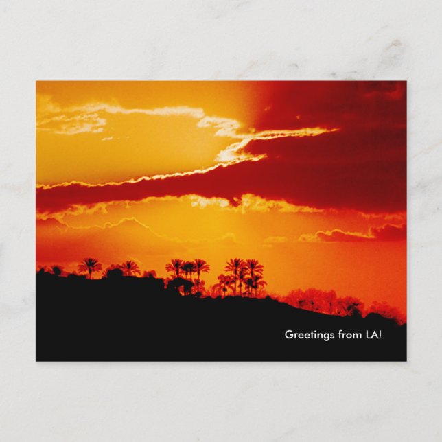 Postal Atardecer sobre Los Ángeles California (Anverso)