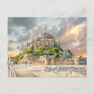 Postal Atardecer sobre Mont-Saint-Michel, Normandía