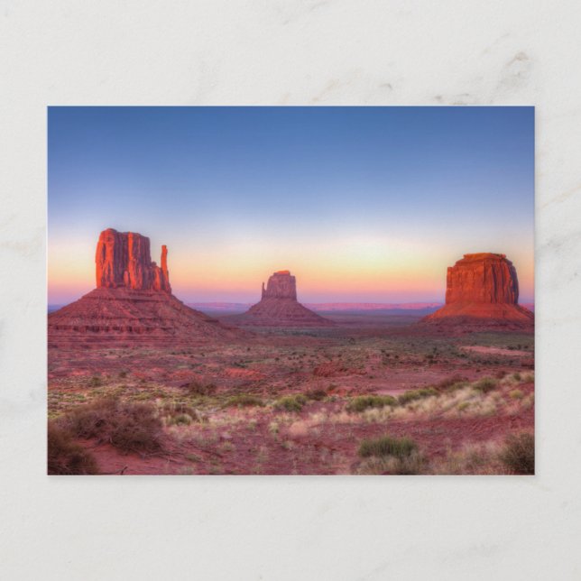 Postal Atardecer sobre Monument Valley Arizona (Anverso)