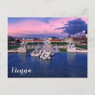 Postal Atardecer sobre una fuente en Viena