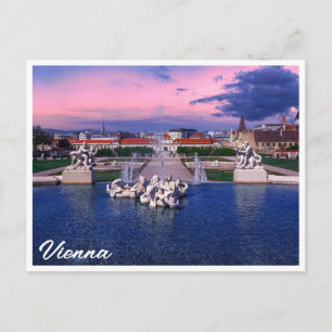 Postal Atardecer sobre una fuente en Viena