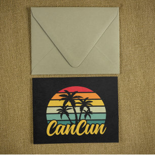 Postal Atardecer Vintage Cancun México Viaje Vacaciones