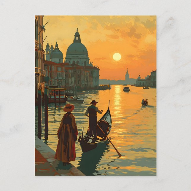 Postal Atardecer vintage de Venecia (Anverso)