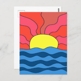 Postal Atardecer y olas