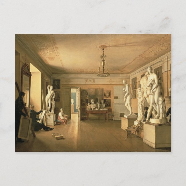 Postal Atelier del artista Alexey Venetsianov 1827 (Anverso)