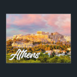 Postal Atenas, Grecia<br><div class="desc">Esta postal de viaje muestra una fotografía de la hermosa e histórica ciudad europea de Atenas,  Grecia. Por favor,  siéntase libre de ajustar todas las opciones disponibles como desee.</div>
