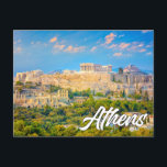 Postal Atenas, Grecia<br><div class="desc">Esta vibrante postal de viaje muestra una fotografía de la hermosa e histórica ciudad de Atenas,  Grecia,  a primera hora de la noche. Por favor,  siéntase libre de ajustar todas las opciones disponibles como desee.</div>