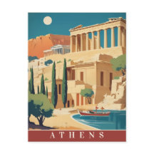 Atenas Grecia Acrópolis arte de viajes retro vinta