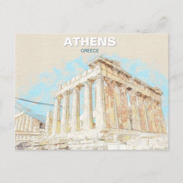 Postal Atenas Grecia – Ciudad Antigua Recuerdo de Viaje (Anverso)