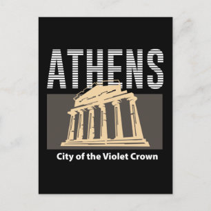 Postal Atenas Grecia Diseño de punto de referencia de via