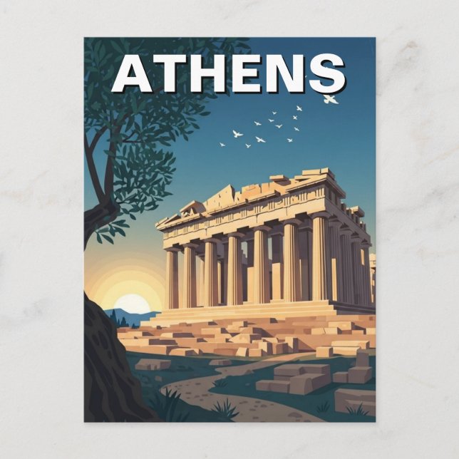 Postal Atenas Grecia Partenón Viajes (Anverso)