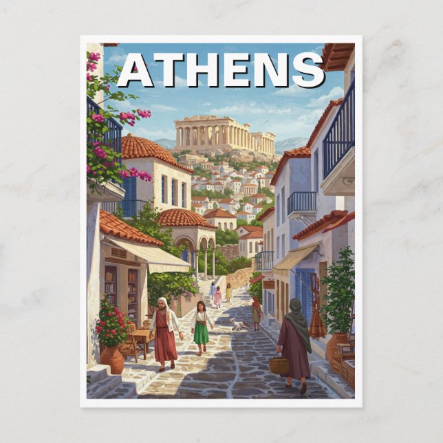 Postal Atenas Grecia Plaka Travel (Anverso)
