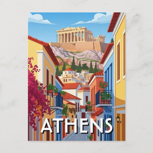 Postal Atenas Grecia Plaka Viaje (Anverso)