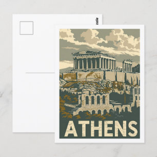 Postal Atenas Grecia Vintage Famous Travel Place