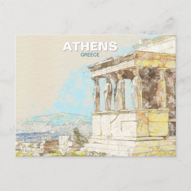 Postal Atenas Grecia – Vista de la ciudad griega antigua, (Anverso)