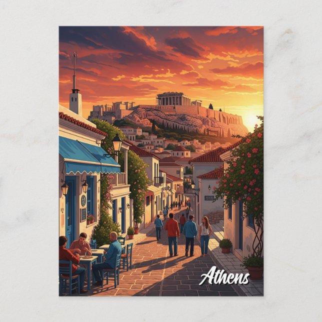 Postal Atenas Plaka Grecia Viajes (Anverso)