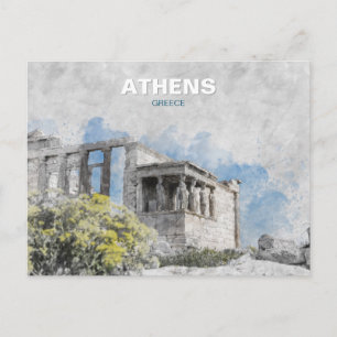 Postal Atenas vintage Grecia – Arte de viaje de ciudad an