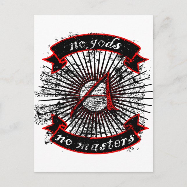 Postal Ateo No Gods, No Masters (Anverso)