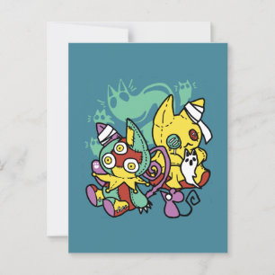 Postal Aterrador   Halloween de los monstruosos gatos