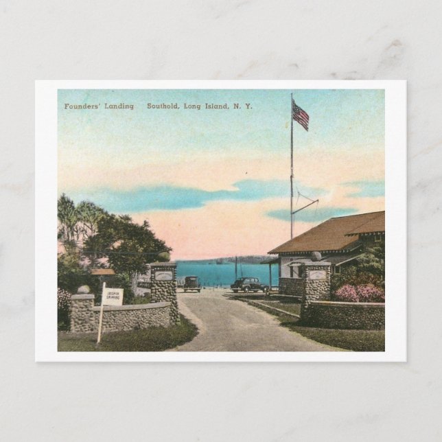 Postal Aterrizaje de fundadores, Southold, Long Island NY (Anverso)