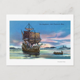 Postal Aterrizaje de Mayflower en escena de 1620