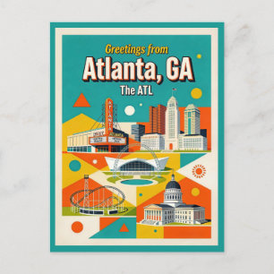 Postal Atlanta GA El ATL Retro Caprichoso