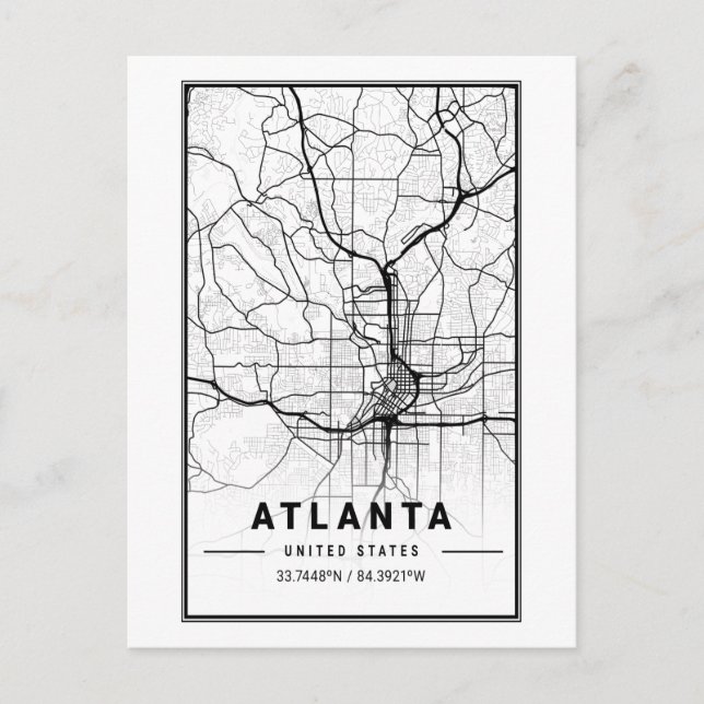 Postal Atlanta Georgia City Map arte Minimalista  (Anverso)