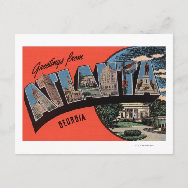 Postal Atlanta, Georgia - Escenas de letras grandes (Anverso)
