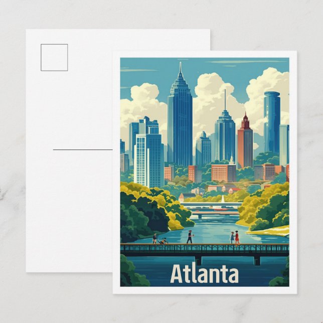Postal Atlanta Georgia Estados Unidos Ilustracion de Viaj (Anverso / Reverso)