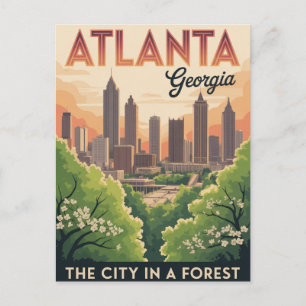 Postal Atlanta Georgia La Ciudad en Un Bosque