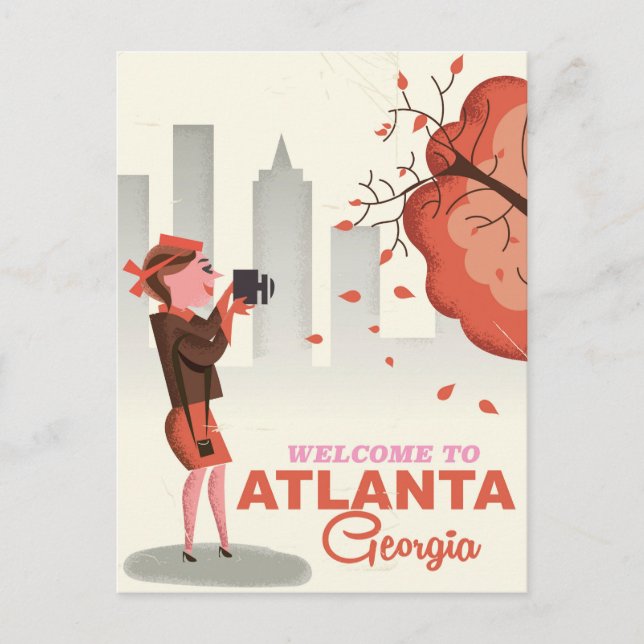 Postal Atlanta Georgia poster de viajes vintage (Anverso)