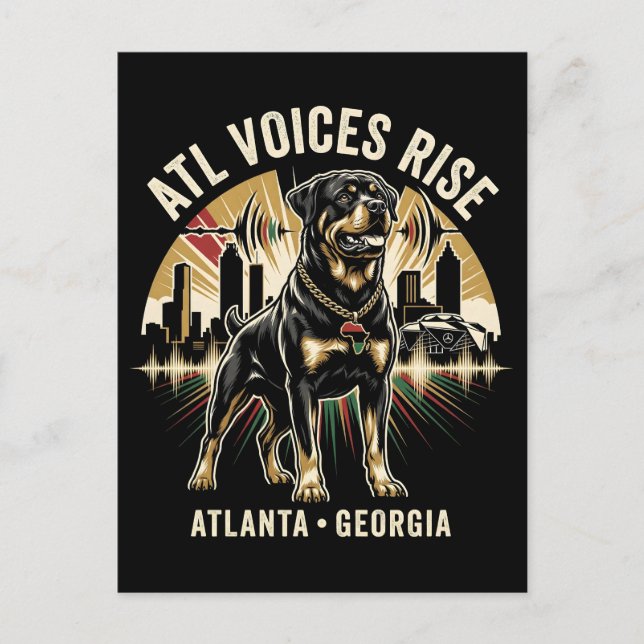 Postal Atlanta Georgia Rottweiler Cultural Pride Art (Anverso)