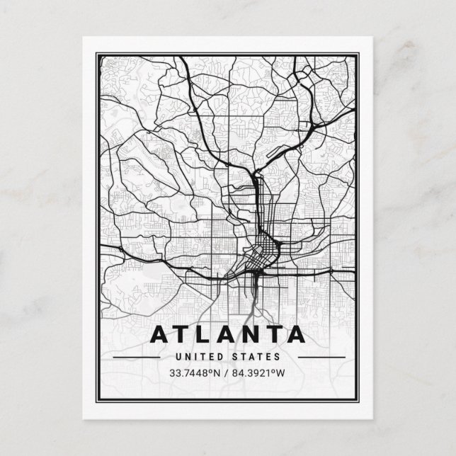Postal Atlanta Georgia USA Travel City Map (Anverso)