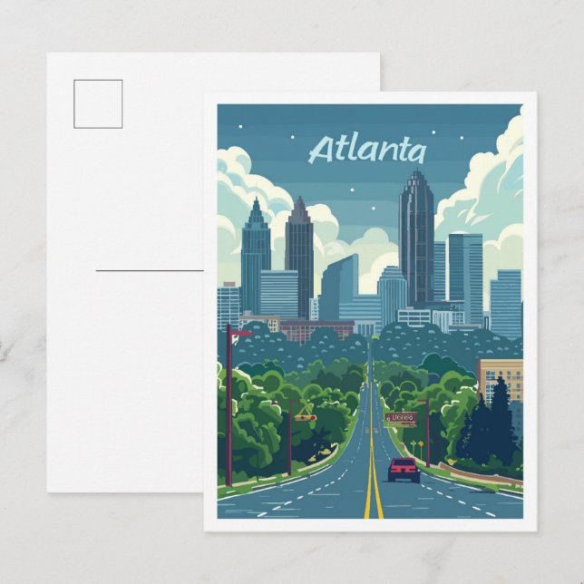 Postal Atlanta Georgia Vintage Travel Ilustracion (Anverso / Reverso)