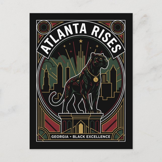 Postal Atlanta Rises Black Panther Black Excellence Art (Anverso)
