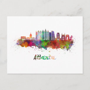 Postal Atlanta V2 Skyline en acuarela