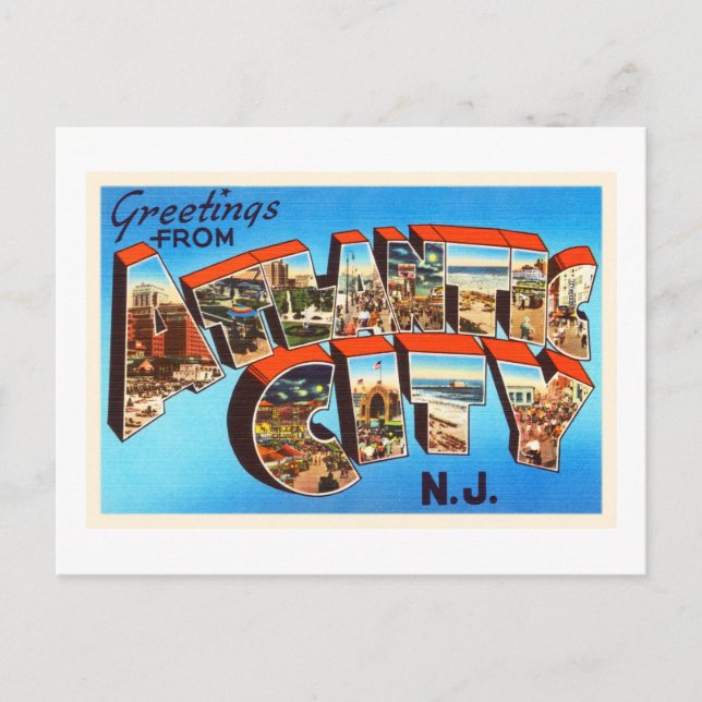 Postal Atlantic City 1 New Jersey NJ Viajes de época - (Anverso)