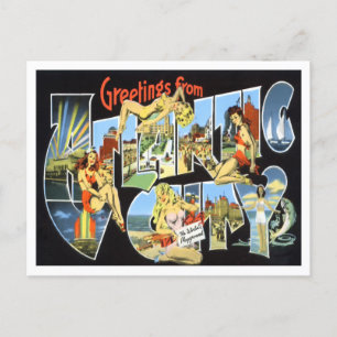 Postal Atlantic City, New Jersey Vintage Big Letters