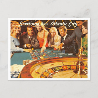 Postal Atlantic City NJ, juegos de azar, ruleta, retro