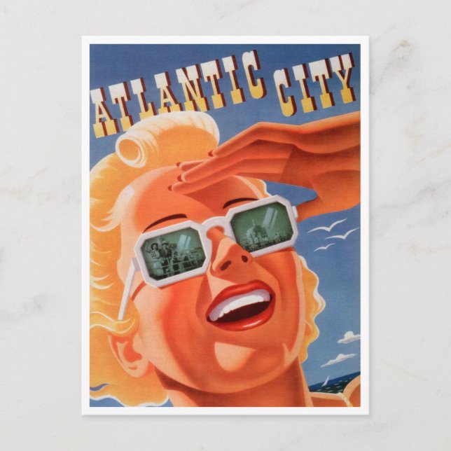 Postal Atlantic City, Pennsylvania Vintage Travel (Anverso)