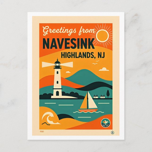 Postal Atlantic Highlands & Navesink NJ Retro (Anverso)