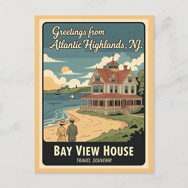 Postal Atlantic Highlands NJ Casa Bay View (Anverso)