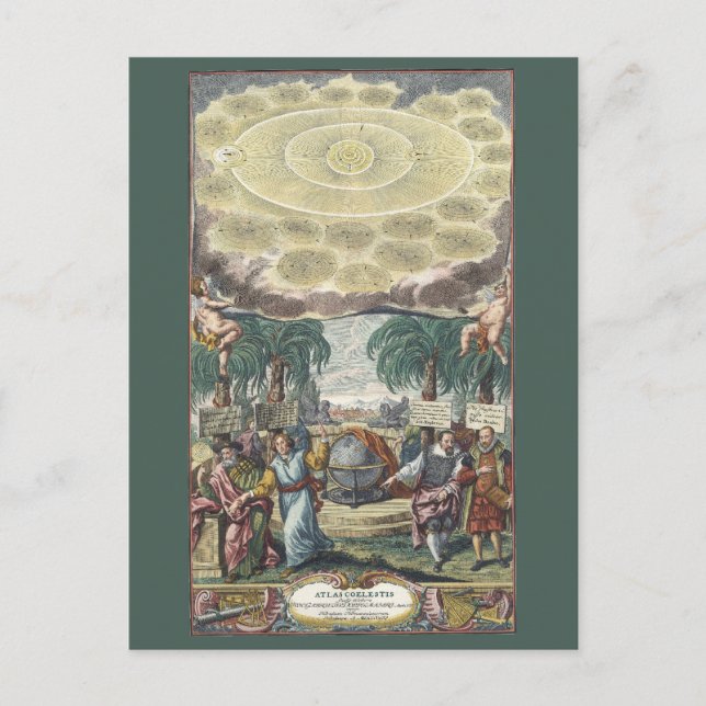 Postal Atlas Coelestis de Doppelmaier, Astronomía de époc (Anverso)