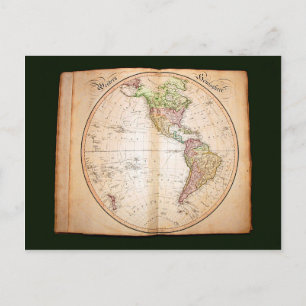 Postal Atlas de época que muestran el hemisferio occident