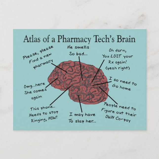 Postal Atlas del cerebro de una técnica farmacéutica (Anverso)