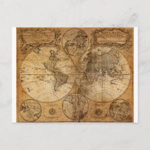 Postal Atlas del mapa del mundo de las cosechas de vacas