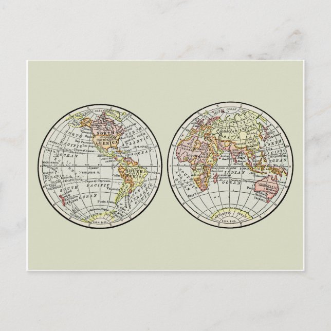 Postal Atlas Mundial del Mapa de Viajes de la Tierra 1916 (Anverso)