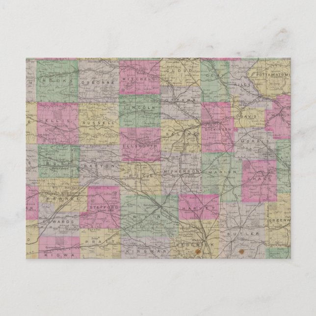 Postal Atlas Oficial del Estado Topográfico de Kansas (Anverso)