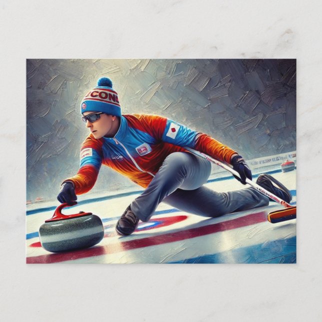 Postal Atleta deportiva Curling Player (Anverso)