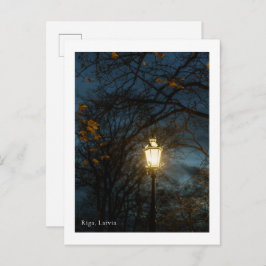 Postal Atmospheric Lantern in Autumn Park, Riga